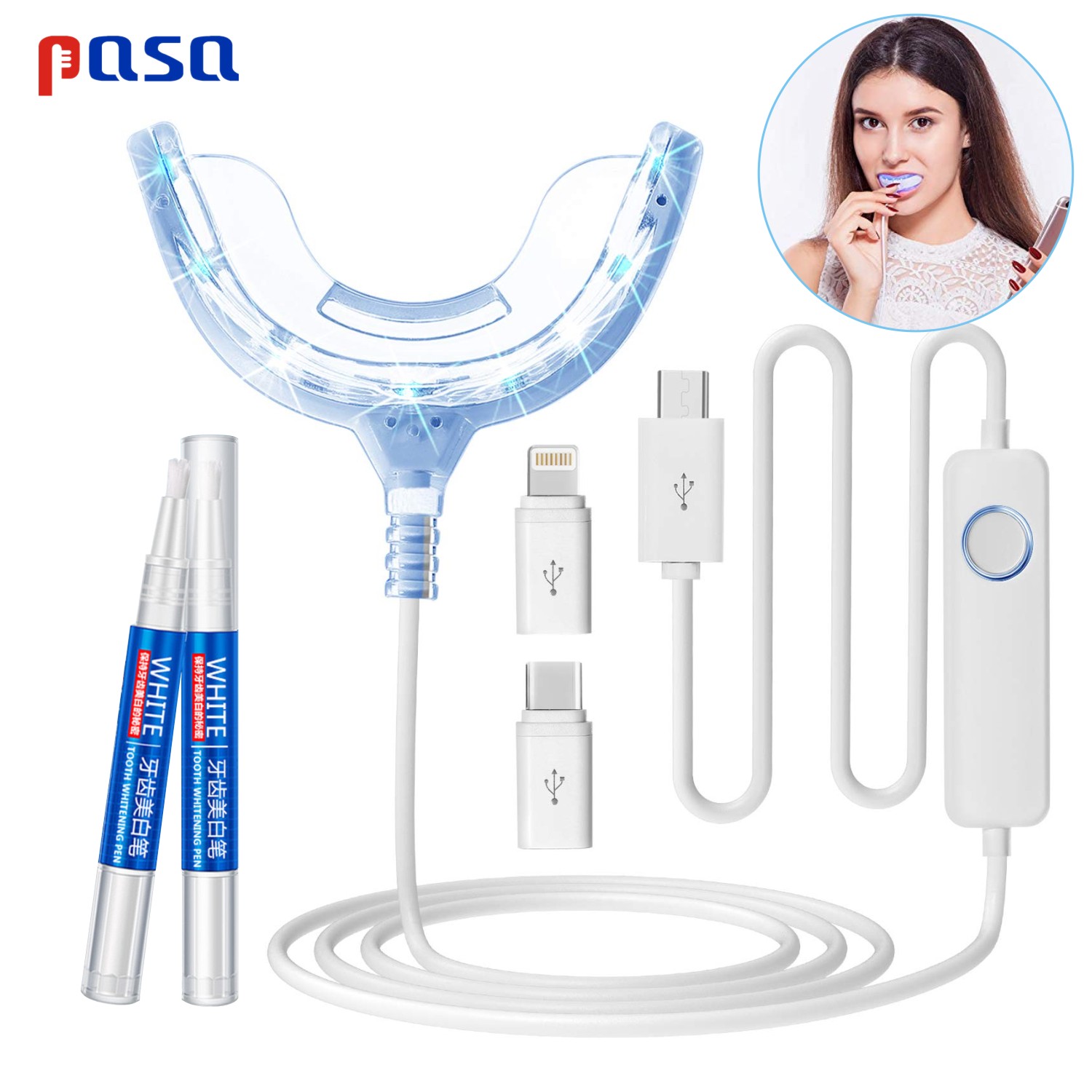 Teeth Whitening Home Kit - Portable LED Cold Blue Light Smile